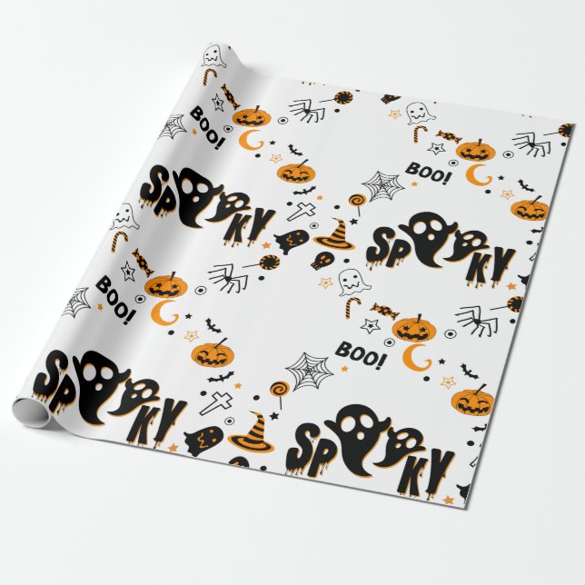 Halloween Spooky Ghost Wrapping Paper Geschenkpapier (Ungerollt)