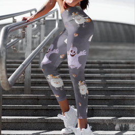 Halloween Spooky Ghosts Owls Niedlich Modern Leggings