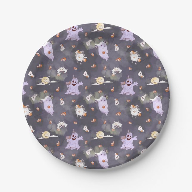 Halloween Spooky Ghosts Paper Plate Pappteller (Vorderseite)