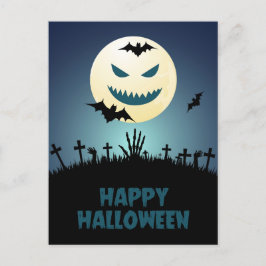Halloween Spooky Graveyard Moon Bats Postkarte