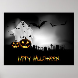 Halloween Spooky Graveyard Szene Poster