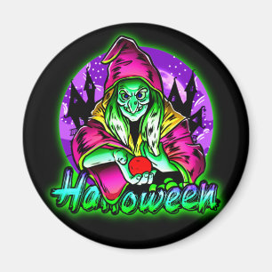 Halloween Spooky Green Hexe Magic Hat Apple Magnet