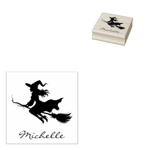 Halloween Spooky Hexe Flying Gummistempel