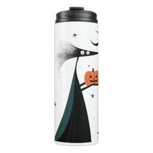 Halloween Spooky Hexe und Pumpkin White Thermosbecher