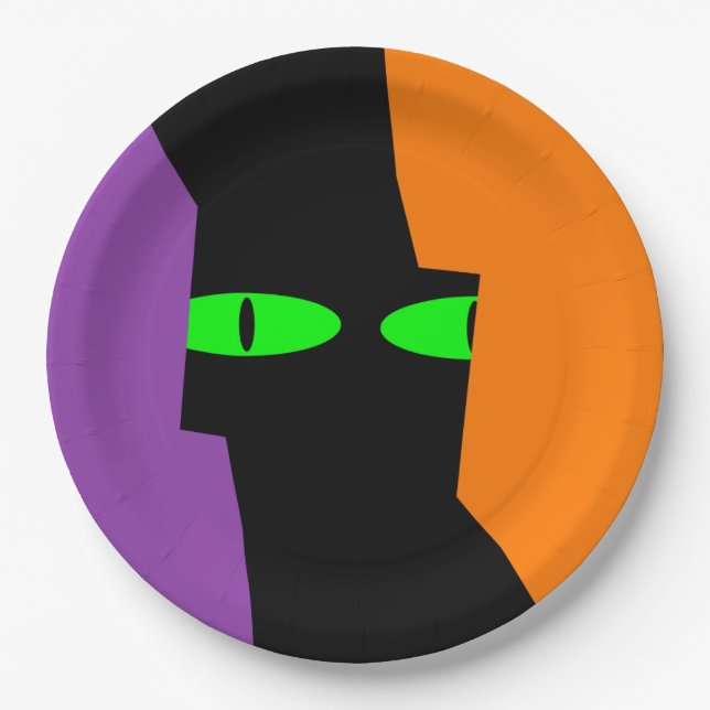 Halloween Spooky Kooky Black Cat Eyes Pappteller (Vorderseite)
