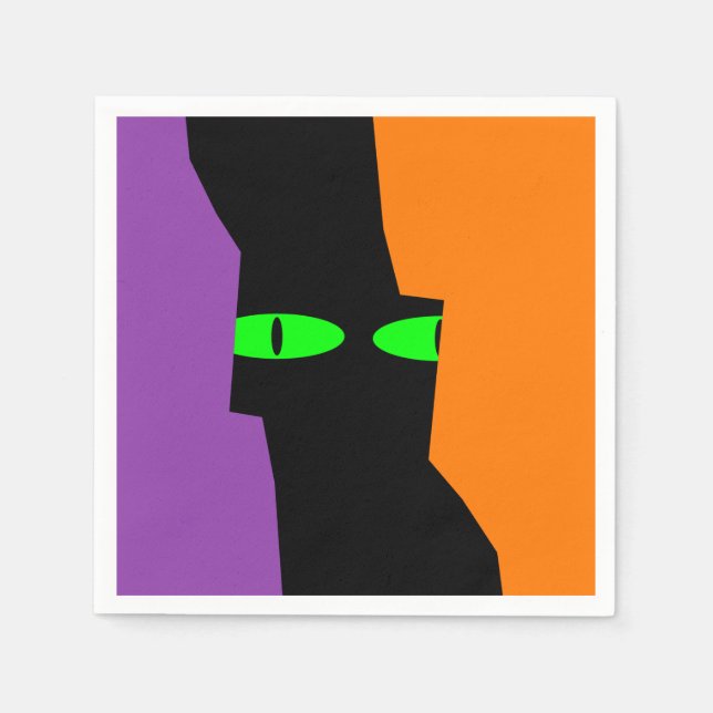 Halloween Spooky Kooky Black Cat Eyes Serviette (Vorderseite)