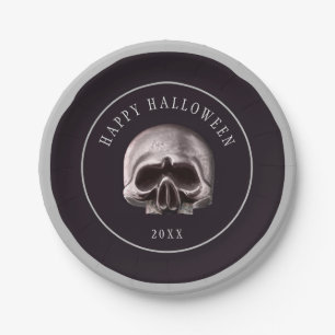 Halloween Spooky Metal Skull Custom Pappteller