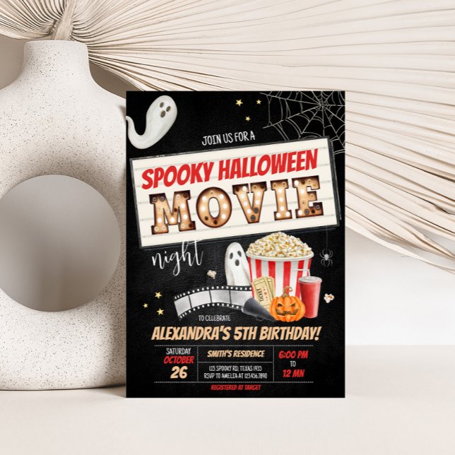 Halloween Spooky Movie Night Geburtstagsparty Einladung (Spooky Halloween Movie Night Birthday Party Invitation)