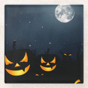 HALLOWEEN SPOOKY NACHT MIT PUMPKINS & VOLLMOND GLASUNTERSETZER