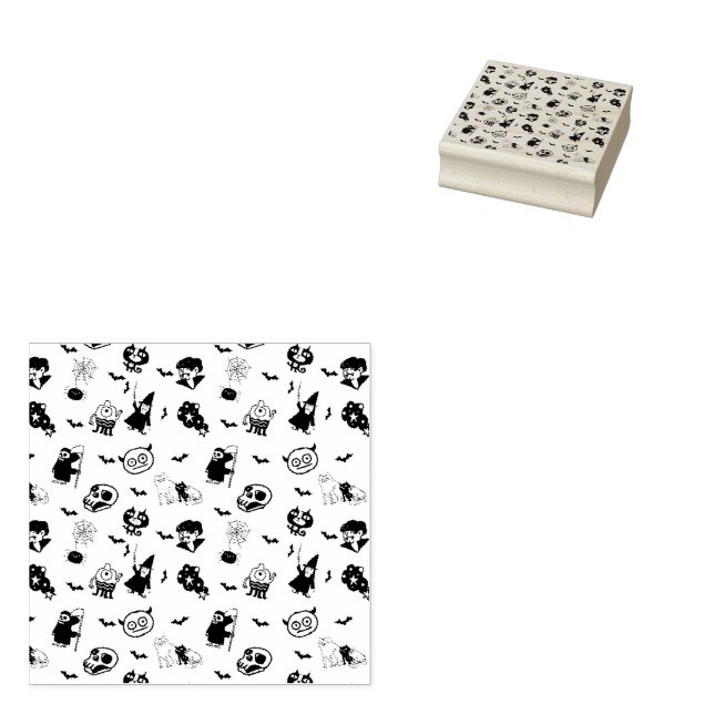 Halloween Spooky Niedlich Pattern Holiday Horror B Gummistempel (Stempel)