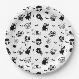 Halloween Spooky Niedlich Pattern Holiday Horror B Pappteller