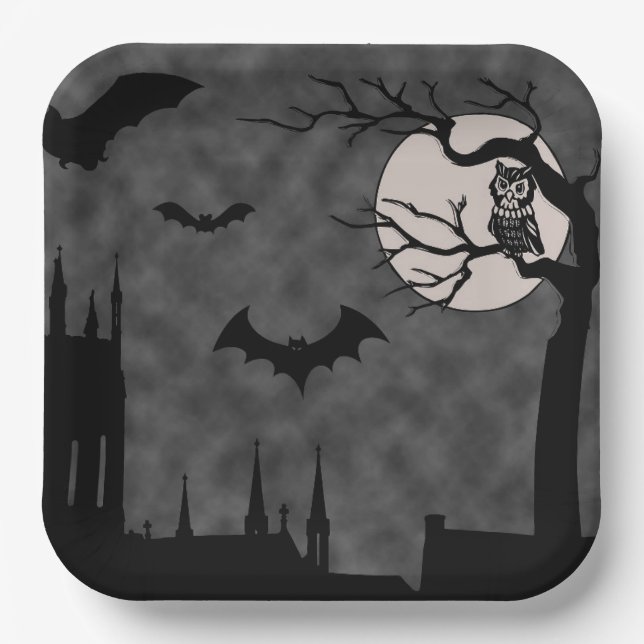 HALLOWEEN SPOOKY PAPIER TELLER (Vorderseite)