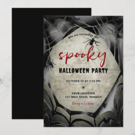 Halloween Spooky Party Spiderweb Black Einladung