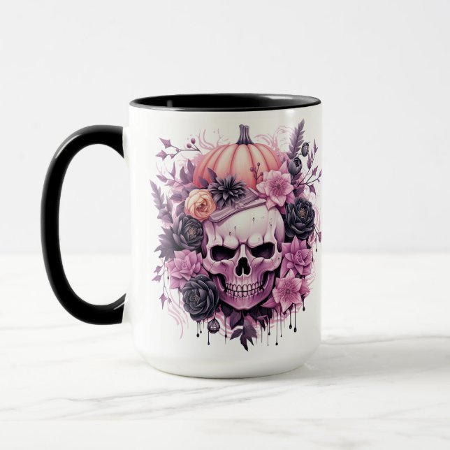 Halloween Spooky Pink Skull Tasse (Links)