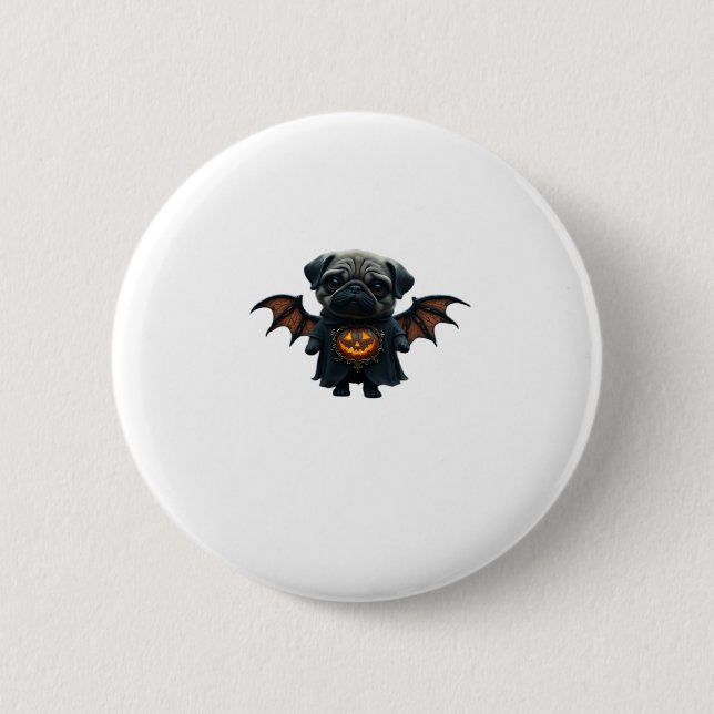 Halloween Spooky Pug Classic T-Shirt Button (Vorderseite)