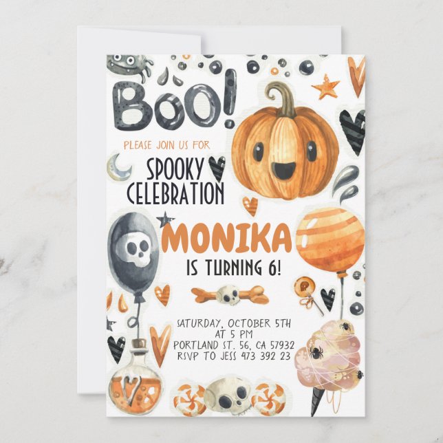 Halloween Spooky Pumpkin Geburtstag Einladung  (Vorderseite)