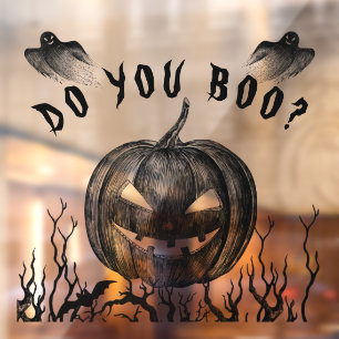 Halloween Spooky Pumpkin Ghost Boo Black Fensteraufkleber