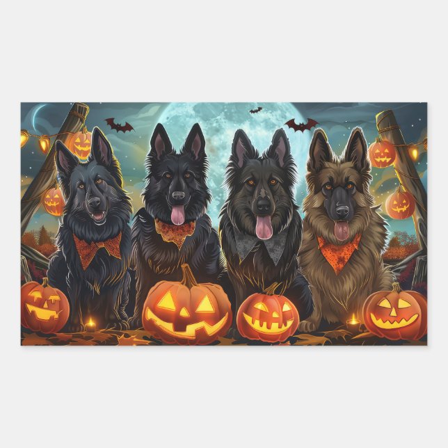 Halloween Spooky Rechteckiger Aufkleber (Vorderseite)