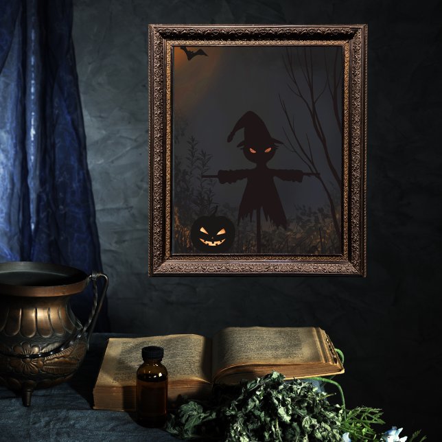 Halloween Spooky Scarecrow Pumpkin Fotodruck (Halloween Spooky Scarecrow fun way to decorate for Halloween)
