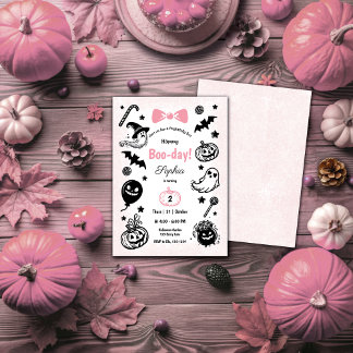 Halloween Spooky Simple Pink Ribbon Girl Geburtsta Einladung