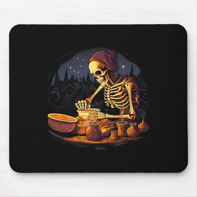 Halloween Spooky Skeleton Clay Pottery Maker Mousepad (Vorne)