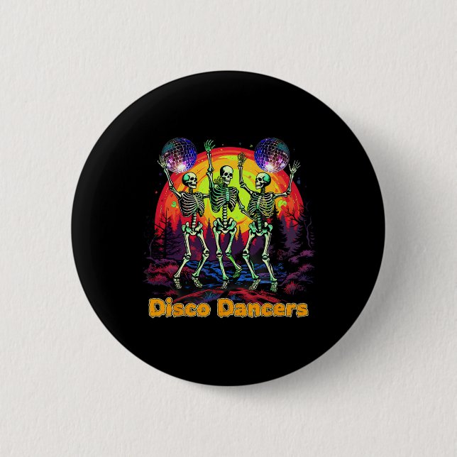 Halloween Spooky Skeleton Disco Tänzer tanzen Button (Vorderseite)