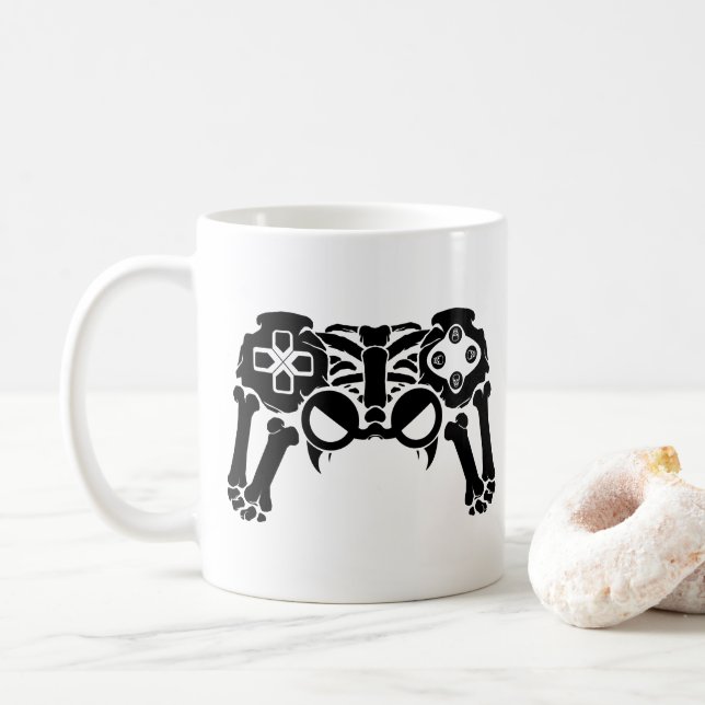 Halloween Spooky Skeleton Gamer Controller Gaming Kaffeetasse (Mit Donut)