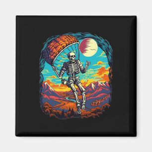 Halloween Spooky Skeleton Paragliding Skydiving Magnet