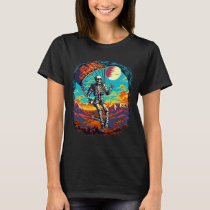 Halloween Spooky Skeleton Paragliding Skydiving T-Shirt