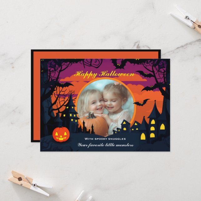 Halloween Spooky Snuggle Castle Karte (Vorderseite/Rückseite Beispiel)