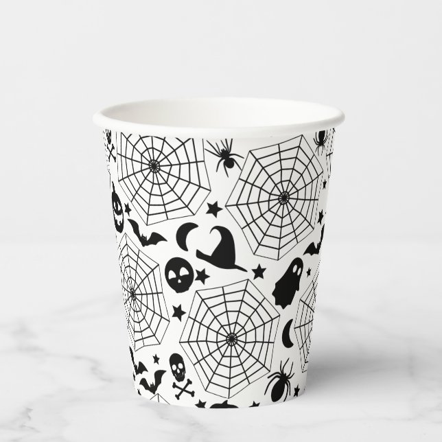 Halloween Spooky Spidernetze Pappbecher (Vorderseite)