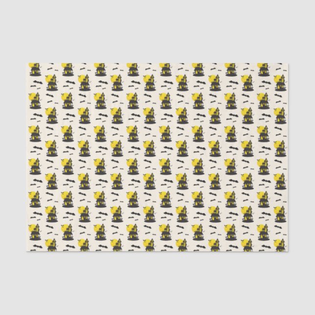 Halloween Spooky Spuk House Flying Bats Seidenpapier (Vorderseite)
