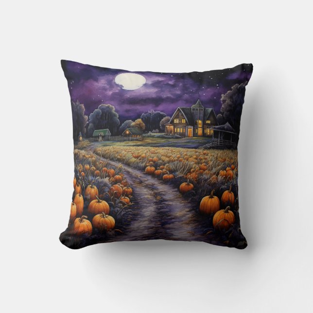 Halloween Spooky Spuk Town Night Kissen (Vorderseite)