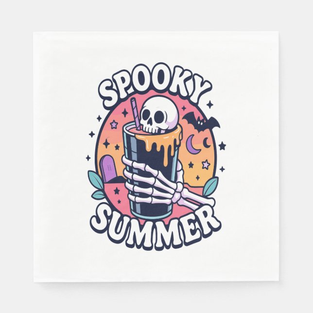 Halloween Spooky Summer Skeleton Drink Serviette (Vorderseite)