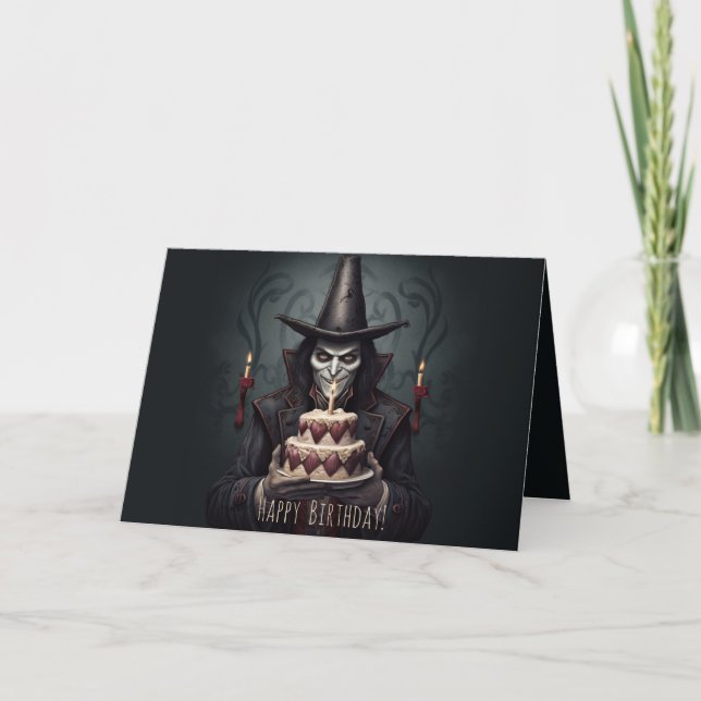 Halloween Spooky Vampire Geburtstagkarte Karte (Vorderseite)