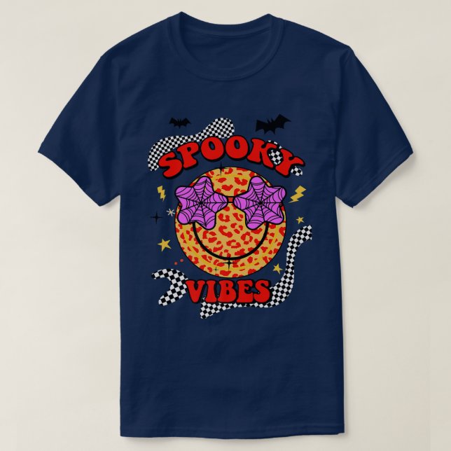 Halloween Spooky Vibes Cool Retro 70er Premium T-Shirt (Design vorne)