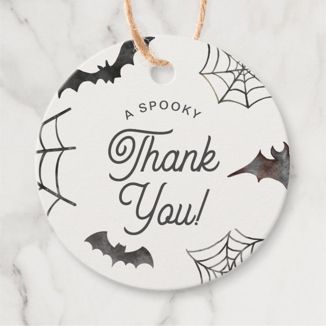 Halloween Spooky Vielen Dank für die grauen Fleder Geschenkanhänger (Vorderseite)
