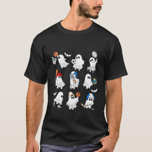 Halloween Sportlehrer Geist spielt Fußball T-Shirt