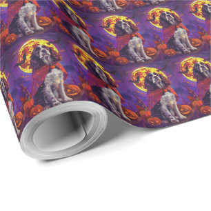 Halloween Springer Spaniel Vampire Pumpkins Beängs Geschenkpapier