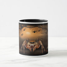 Halloween Springspinne & Kürbisse Tasse