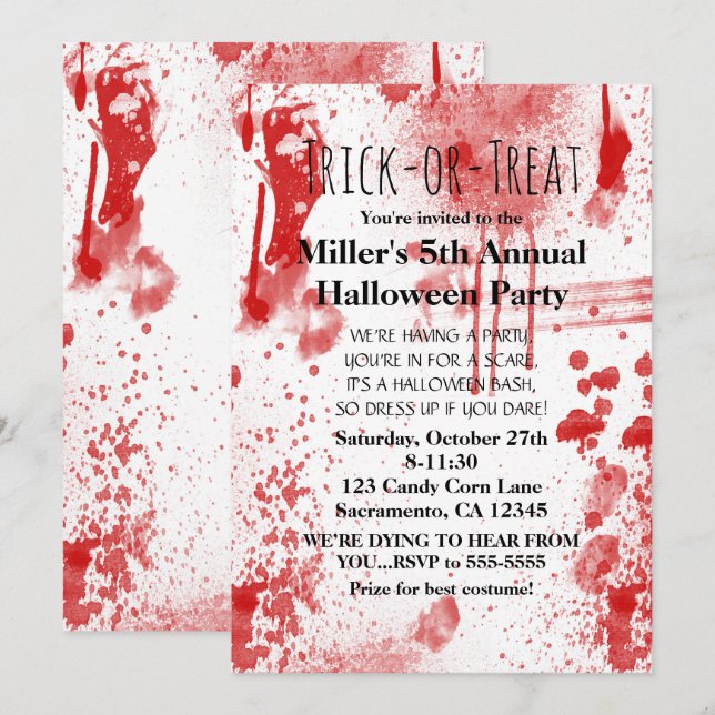 Halloween Spritzer Kostüme Party Einladung (Vorne/Hinten)