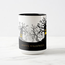 Halloween Spuk Bäume Zweifarbige Tasse