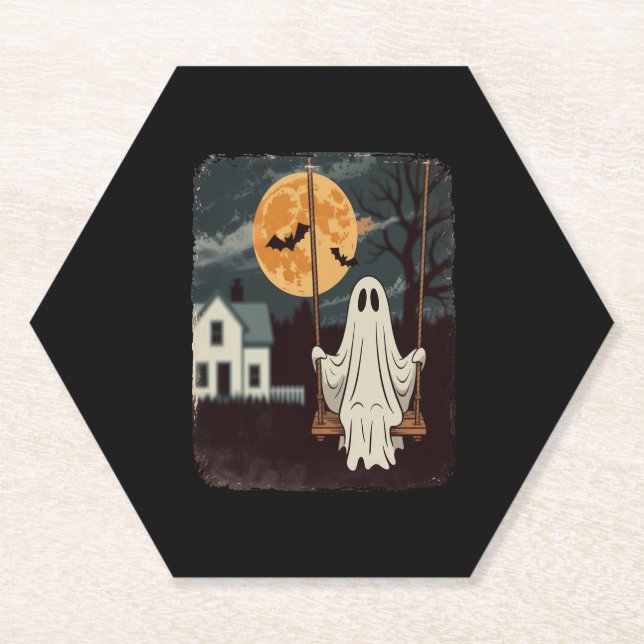 Halloween Spuk Ghost Swing Untersetzer (Vorderseite)
