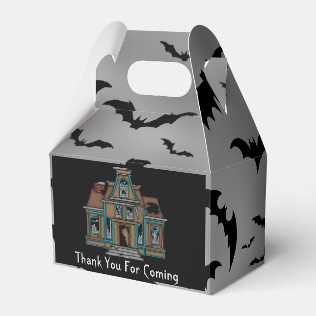 Halloween Spuk Haus Danke Gastgeschenk Box Geschenkschachtel (Vorderseite)