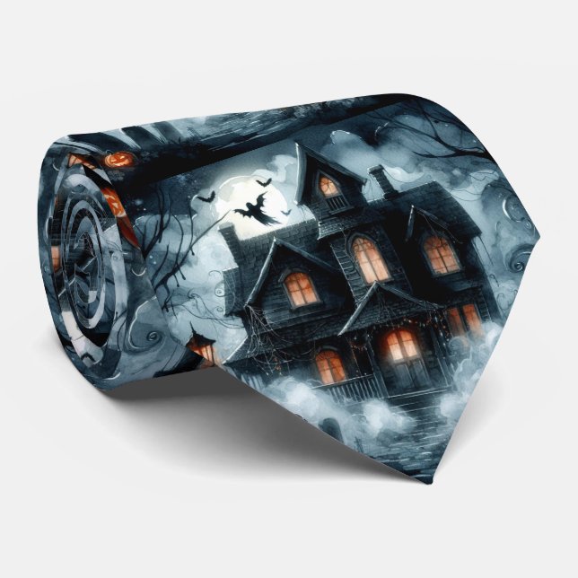 Halloween Spuk Haus mit Geistern Krawatte (Gerollt)