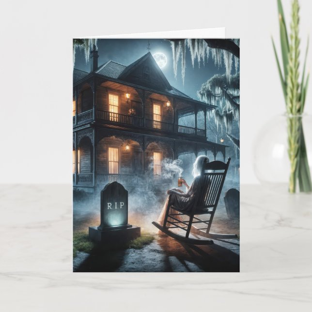 Halloween Spuk Haus mit Grabstein Karte (Vorderseite)