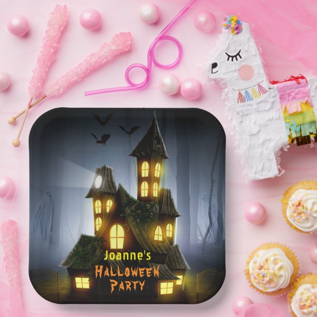 Halloween Spuk Haus und Geist Pappteller (Party)