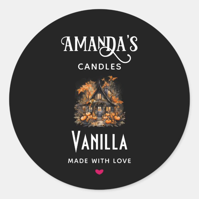 Halloween Spuk House Candle Business Runder Aufkleber (Vorderseite)