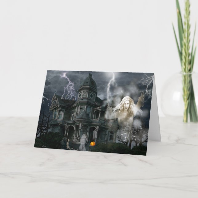 Halloween Spuk House geht aus, solange Sie können Karte (Vorderseite)