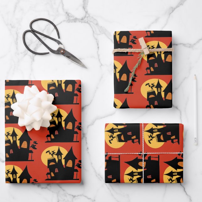 Halloween Spuk House Geschenkpapier Set (Vorderseite)